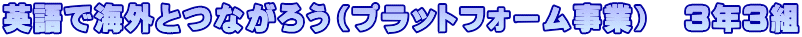 英語で海外とつながろう（プラットフォーム事業）　３年３組